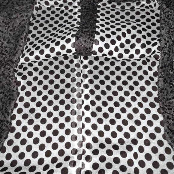 Alice + Olivia Sequined Brown Sweater Top Silk Lined Polka Dot Button Down Blous - Picture 8 of 8